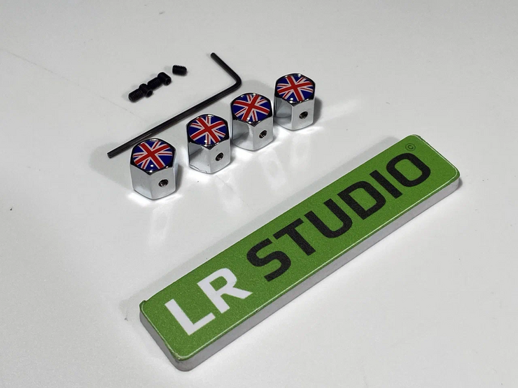 Колпачки на ниппель Land Rover Union Jack хром, антивандальные
